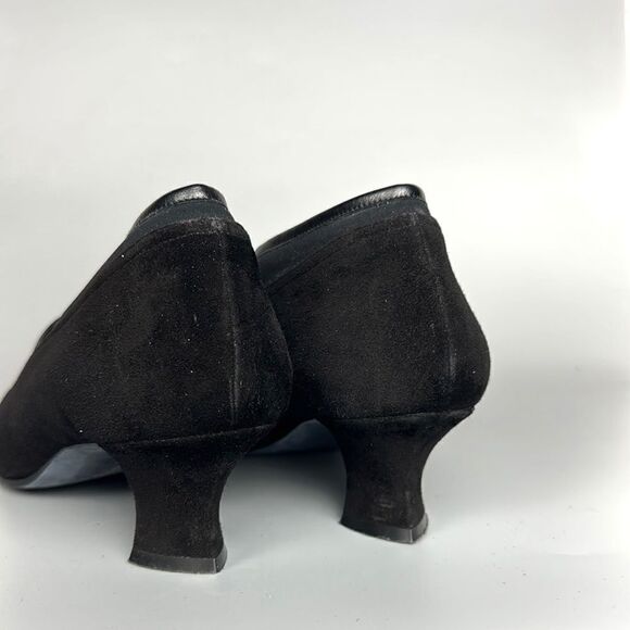 THIERRY RABOTIN Italy Black Suede Stretch Crossed Details Leather Pumps US 9,5 - Picture 10 of 16